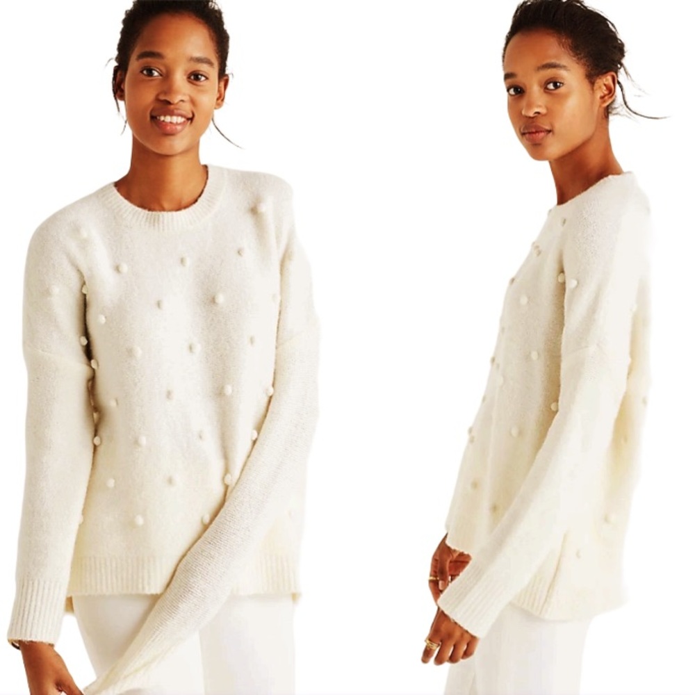 Madewell Bobble Pullover Sweater in Antique Ivory Size Large New